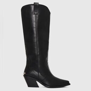 ANINE BING Tall Tania Western Cowgirl Black Heeled Boots 7 NEW with BOX